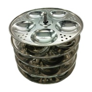 Stainless Steel Special Mini Idly maker (Small Size)with 5 Plates | Idli Stand for 5 pits/Idlis Per Plate - Silver Color