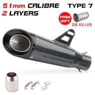 51MM 61mm Modified Motorcycle Carbon Fiber Exhaust Muffler for YZF FZ6 R1 R6 R3 MT07 zx6r z800 z900 