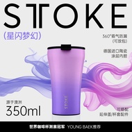 Sttoke แก้วกาแฟอุ่นเคลือบด้วยสแตนเลส ดีไซน์เก๋ไก๋สำหรับใช้ในรถ แก้วดื่มแบบพกพาพร้อมฝาปิด