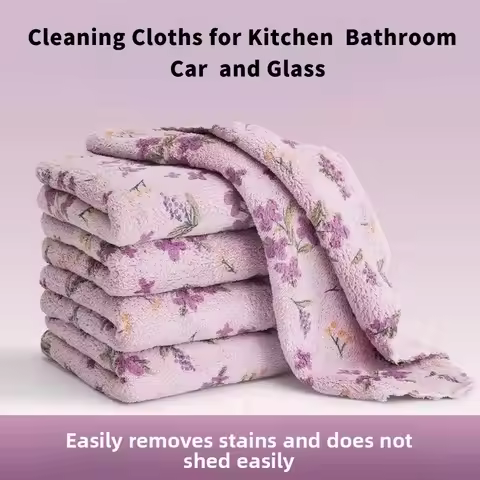 4-12pcs Lint-Free Microfiber Cleaning Cloths Absorbent Quick Dry Edge-Trimmed Wipes Reusable for Hom