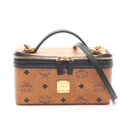 【二手】 MCM Visetos 兩用手提包，ブラウン/黑色，PVC塗層帆布，皮革，化妝包款式，兩用單肩包，女士