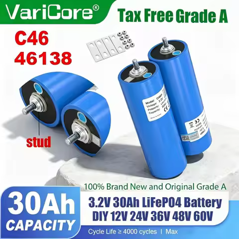 3.2V 30Ah LiFePO4 Battery 46138 6C Phosphate Cell for 4S 8S 12V 24V 36V 48V Golf Cart Motorcycle Car