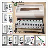 17 Way Distribution Box DB Schneider Full Set Single Phase 63a RCCB 0.1ma C/W MianSwitch 2Pole MCB Foc MCB Bar Coppper