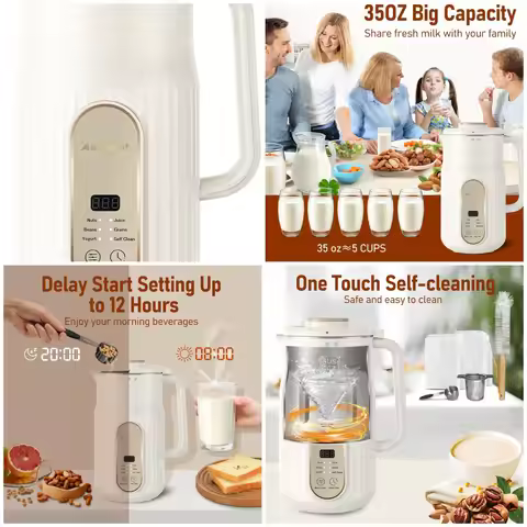 Nut Milk Maker, N2 Automatic Almond Milk Machine for Homemade Plant-Based Milk, Oat, Soy, Yogurt, 5