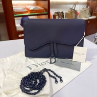 全新DIOR 斜背包/手拿包 WOC 深藍色牛皮鏈條 #BRAND NEW #香榭站正品