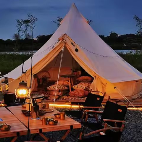 Glamping Tent Outdoor 3m 4m 5m 6m 7m 8m Bell Tent Waterproof and Fire Retardant Bell Tents for Sale