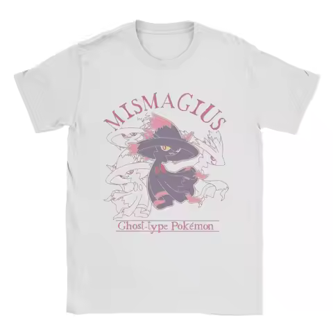 Men Pokemon Mismagius Big & Tall T Shirts Pure Cotton Clothing Novelty Short Sleeve Crew Neck Tees P