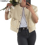 INCERUN Men's Clean Color Small Fragrant Style Men's Jacket