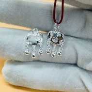 Solid diy999 Silver Accessories Longevity Lock Three-Dimensional Bell Small Lock Silver Pendant Bell