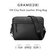 Grams(28) 154 City Pack Leather Pebbled Black Sling Bag