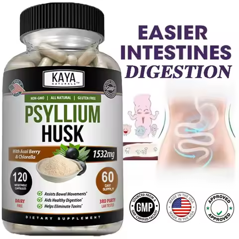Premium Psyllium Husk 1532mg Capsules - Muscle, Energy, Digestion, Appetite Suppressant, Detox, Vege
