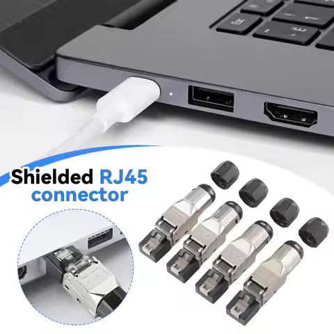Shielded CAT6A CAT7 CAT8 RJ45 Connector 40Gbps 2000MHz Industrial Grade Tool-Free Crystal Head for E