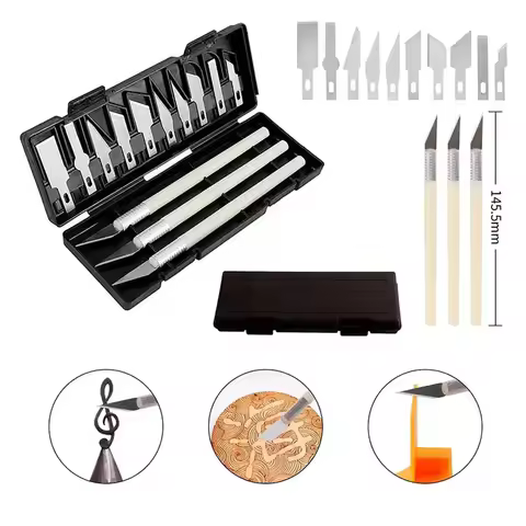 Prodrill 13Pcs Exacto Style Hobby Knife W/Blades Set For Multi-Purpose Crafts Art Cutting