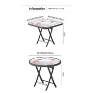Folding Table Simple Small Square Table Square New Homehold Tempered Glass Surface Dining Table Balcony round Table Foldable