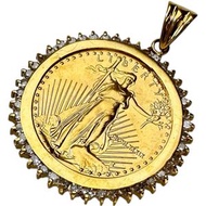 Pre-owned 1/10oz Eagle $ 5 gold coin with a 0.34ct diamond and 5.1g pendant top in 18K/22K gold for 