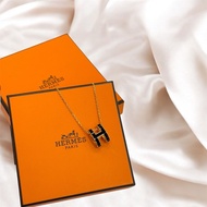 HERMES 祛瑯大H項鍊 黑色