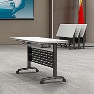 Conference Table,Foldable Rolling Meeting Table, Flip Top Mobile Training Seminar Table, with Silent
