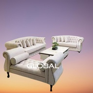 Global Furniture Direct Factory 3+3+Bench Chesterfield Sofa 3 Seater + 3 Seater + Bench