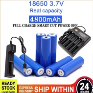 100% origina rechargeable 18650 battery 3.7v 4800mah 18650 rechargeable lithium battery for flashlig