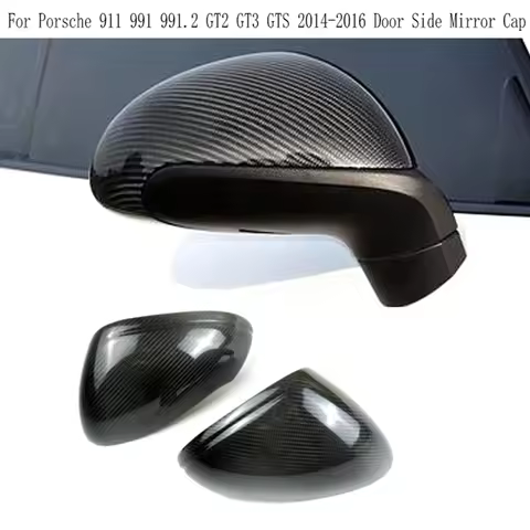 LHD Real Carbon Fiber Rear View Mirror Cover for Porsche 911 991 991.2 GT2 GT3 GTS 2014-2016 Door Si