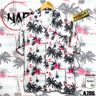 NAPA Hawaii เสื้อฮาวาย ชบาชมพูมะพร้าวเรือใบ A755
