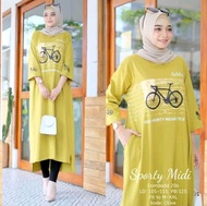 Atasan Tunik Sporty Midi Cotton Combed 20s Lengan Panjang Ternaru