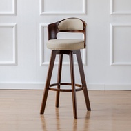 Stool Bar Stool ที่นั่งแบบหมุนได้ พนักพิงไม้แท้ บาร์ เก้าอี้หน้าร้าน ที่นั่งแบบพับได้ สำหรับใช้ในบ้า