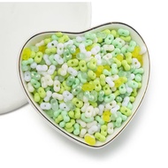 (Ready Stock) 95pcs 4x6.5mm Mix Green Hijau Pastel Colour Beans Acrylic Candy Macaron Beads Bean Nut