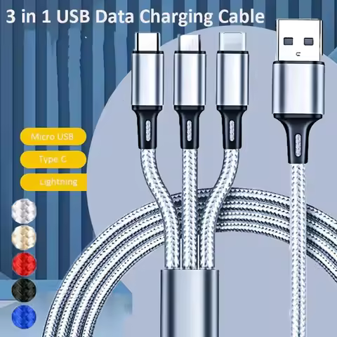 3 in 1 USB Cable Micro USB Type C Charger Cable Multi 2A USB Port Fast Charging Cable for Xiaomi iPh
