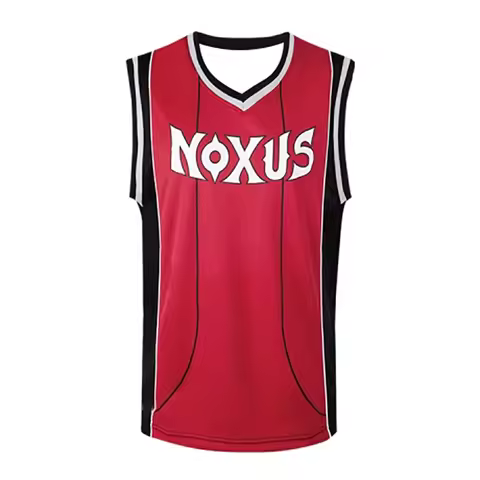 2026 Hot Sale Retro Game Noxus Basketball Jersey, Unisex Red Sport Vest for Cosplay & Daily Wear