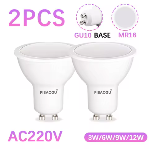2PCS GU10 LED Spotlight LED Lights Bulb AC220V 3W 6W 9W 12W Dimmable Led Room Lights GU10 Spotlight 