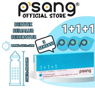 P'Sang Kondom 1+1+1 Bertitik Bergaris Berkontur Buttercup Kondom Tambahan Rangsangan 3pcs psang Cond