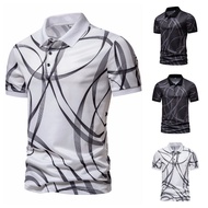 Men polo Men's polo Shirt t-Shirt Short-Sleeved Printed polo Collar Handsome Fashionable 5.11