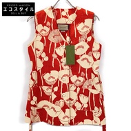 เสื้อไหมพรม Gucci รุ่น 652265 21 Years สีแดง ลายดอกป๊อปปี้จาการ์ด ไซส์ 38