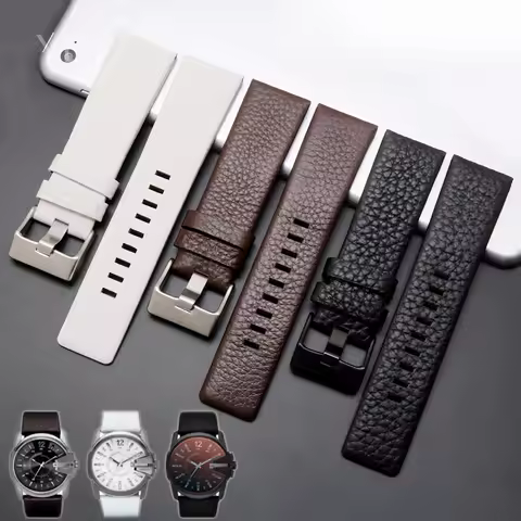 For Diesel Genuine Leather Watchbands Dz4318 Dz1405 Dz1206 Flat Interface Needle Buckle Breathable W