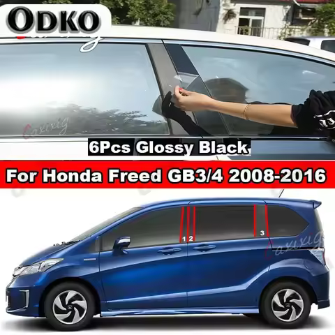 Window Door Column B C Pillars Post Cover Trim For Honda Freed GB3 GB4 2008-2016 Glossy Black Carbon