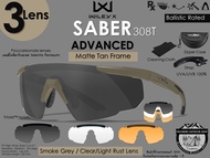 Wiley-X SABER ADVANCED {3 Lens}Clear/Smoke Gre/Light Rust #Frame Matte Tan {308T}