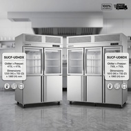 SAKATO Stainless Steel (Top Glass Door Down Solid Door) Static Cool Chiller & Freezer