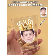 17/35/56pcs Customizable Name & Age Personalized Wine Glass/Tumbler, Face Pattern, Party Favor, Part