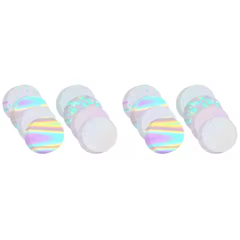 400Pcs Badge Film 70Mm (2.76 In), 8 Styles Of Holographic Glitter, Badge Protective Film For 2.25 In