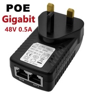 Gigabit 48v 0.5A POE Injector Adapter Power Supply UK Wall Plug Power over Ethernet for 48V Gigabit 