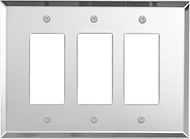 Glass Mirror 3 Rocker GFCI Wall Plate | 3 Gang Switch Plate - Outlet Cover
