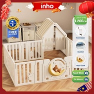 INHO Foldable Gaming Kids Fence With Small House Safety Baby Playpen Fence Kids Game Activity Center