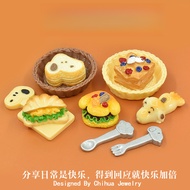 Cute Dog Burger Cake Miniature Food Toys Tableware Resin Cream Glue diy Accessories Play House Toys