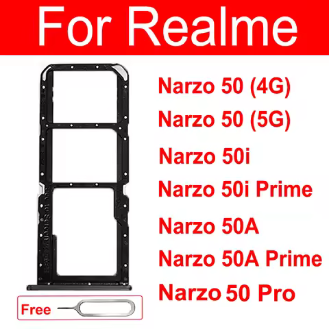 SIM Card Tray For Realme Narzo 50 Pro 50A Prime 50i Prime 4G 5G Dual Sim Card Slot Socket Card Reade
