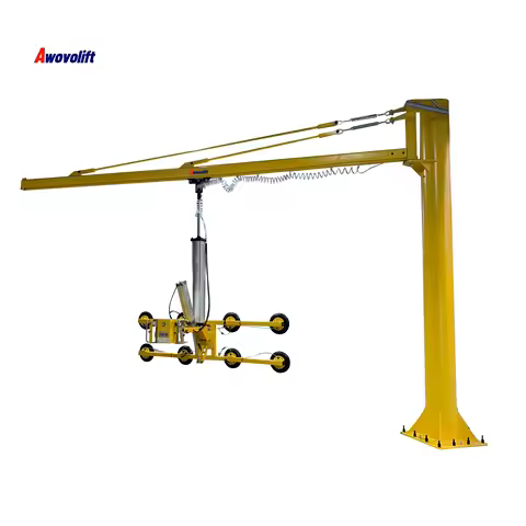 Awovolift Pneumatic Glass Vacuum Suction Cup Lifter Moving Glass Hollow Line for Flat Glass with Jib