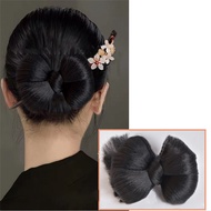 Woman Chinese Style Flower Buds Bun Hair Wig Hanfu Hairstyle Bridal Fake Hairwear Accessories