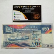 Uang Kuno 50 Dollar SGD Singapore Seri Kapal Tahun 1987 Grade AUNC-UNC
