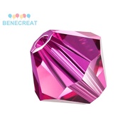 BENECREAT 24pcs Preciosa&reg Beads Czech Bicone(451 69 302 Rondelle) 70350 Fuchsia 3mm Hole: 0.8mm