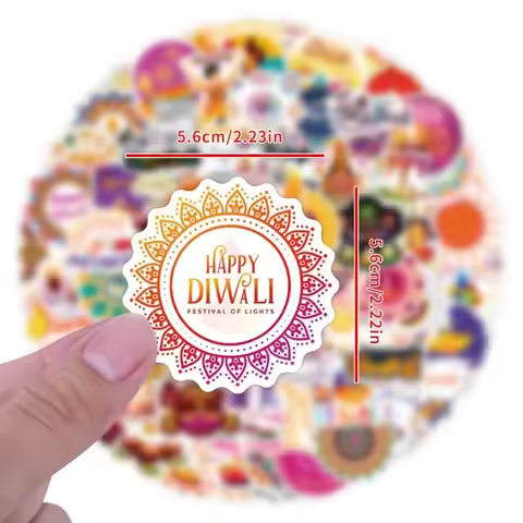 10/110Pcs Cartoon Happy Diwali Graffiti Stickers Phone Case Computer Notebook DIY Waterproof Festiva